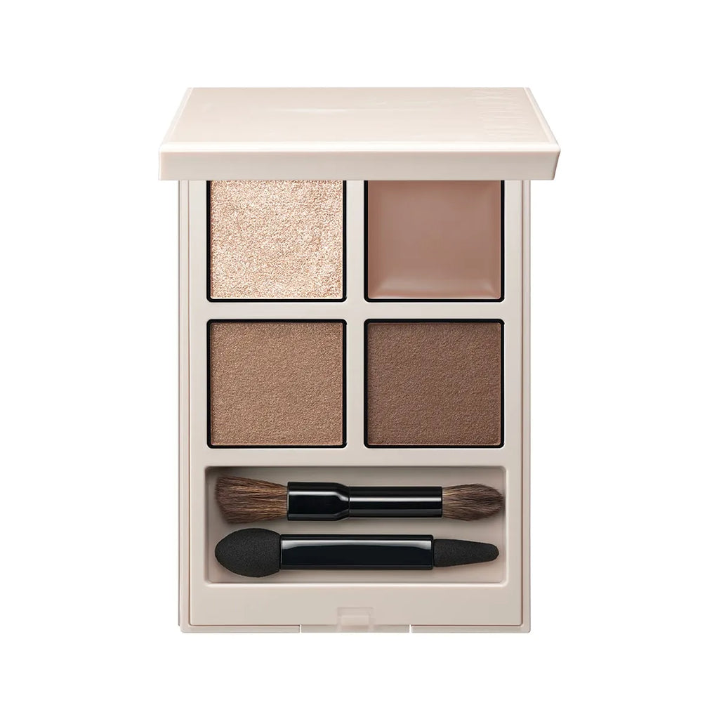 Addiction The Eyeshadow Palette+ “Sukebced Serenity” showcasing neutral shimmer and matte shades with dual applicators in a minimalist compact.