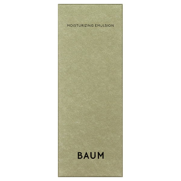Baum Moisturizing Emulsion product bottle displayed on a light background, hydrating skincare for radiant skin