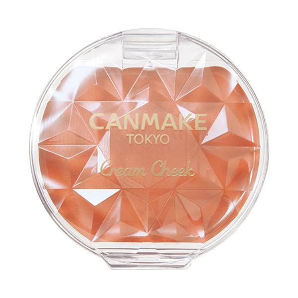 Canmake Cream Check 2.2g in coral shade with a gem-like compact design, perfect for a vibrant and dewy cheek finish.