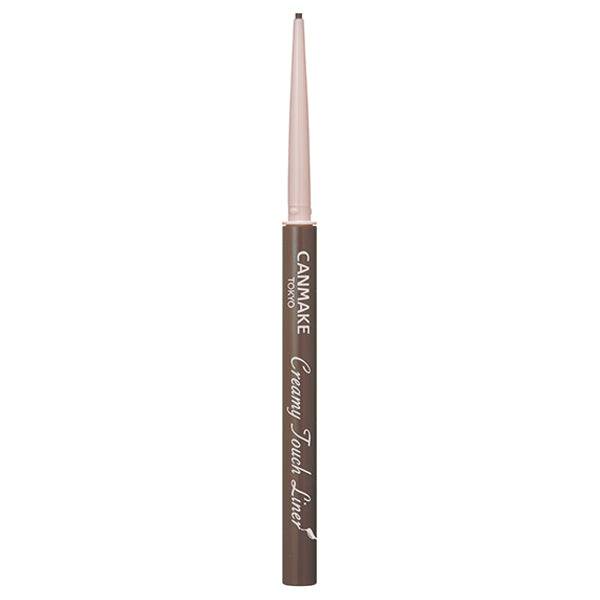 Canmake Creamy Touch Liner in taupe brown shade with extended tip, ideal for subtle and versatile eye makeup.
