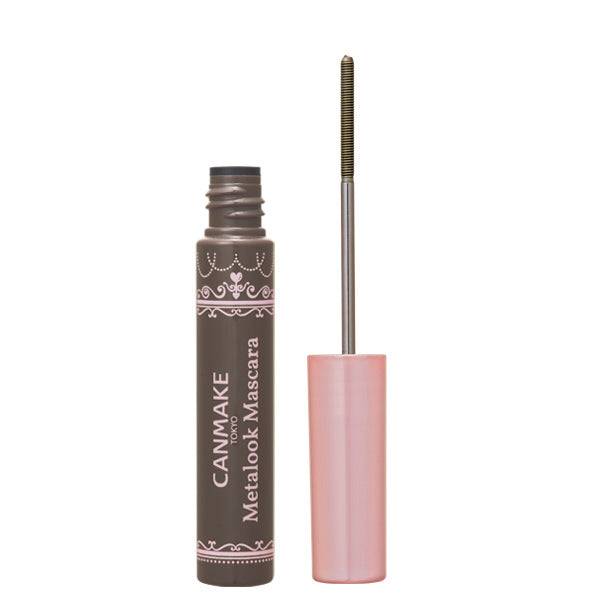 Canmake Metal Look Mascara 4g in shade 03 with the wand exposed, designed for creating clump-free, bunched eyelash styles.
