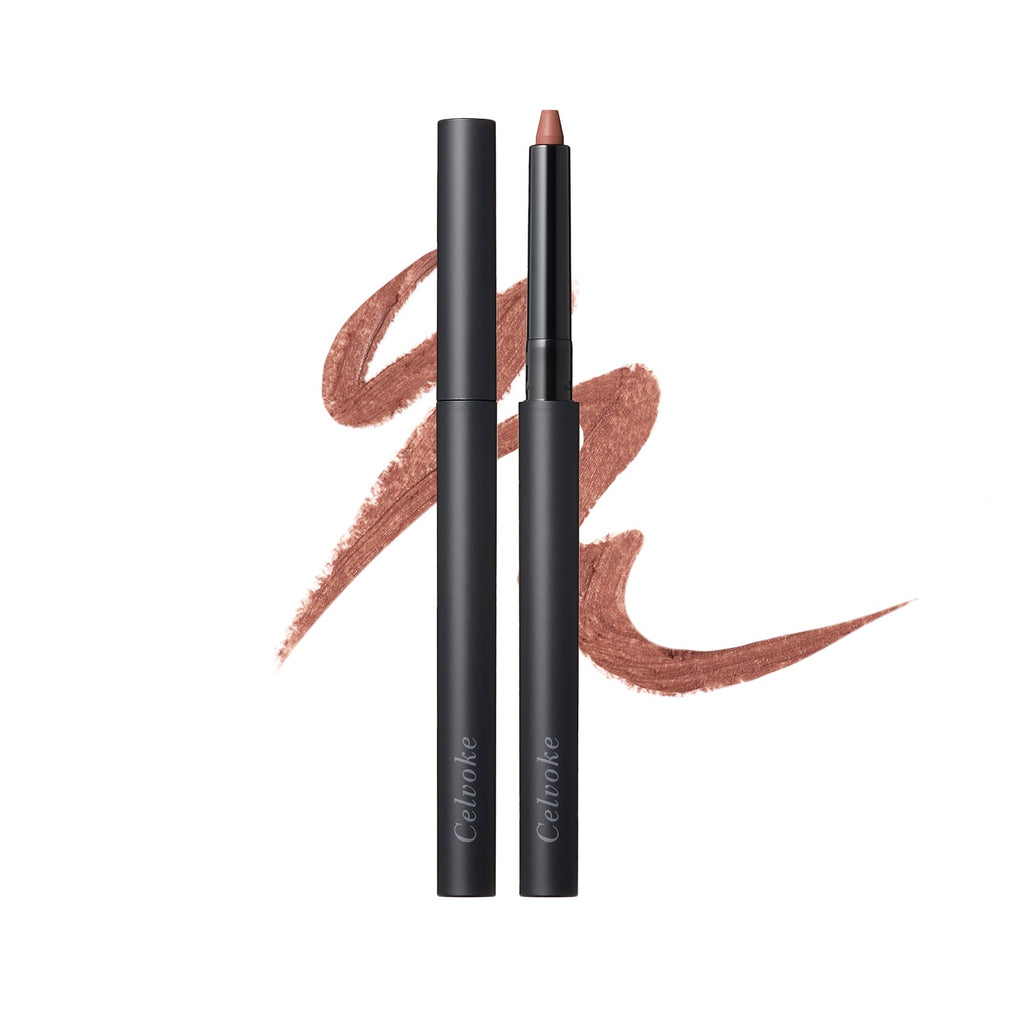 Celvoke Lip Pencil showcasing precise application and long-lasting color for elegant makeup looks.
