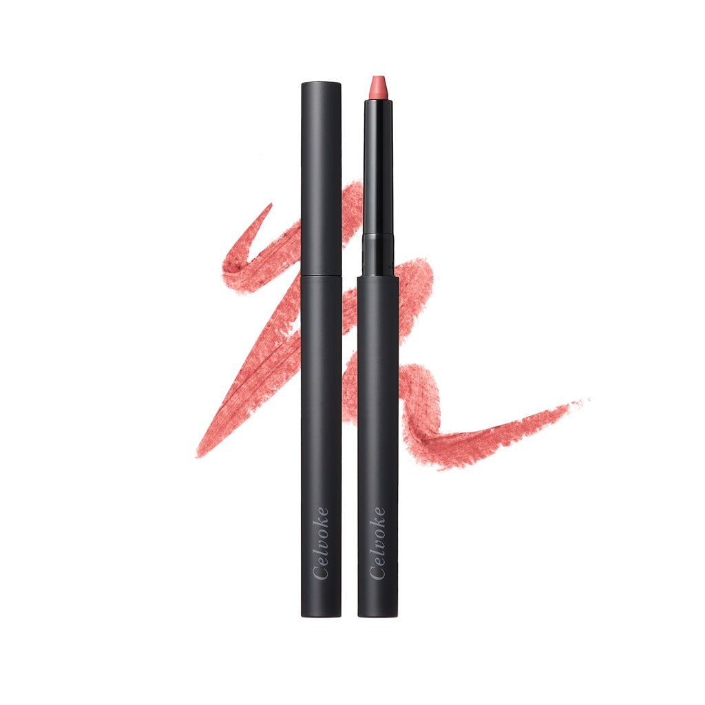 Celvoke Lip Pencil showcasing precise application and long-lasting color for elegant makeup looks.