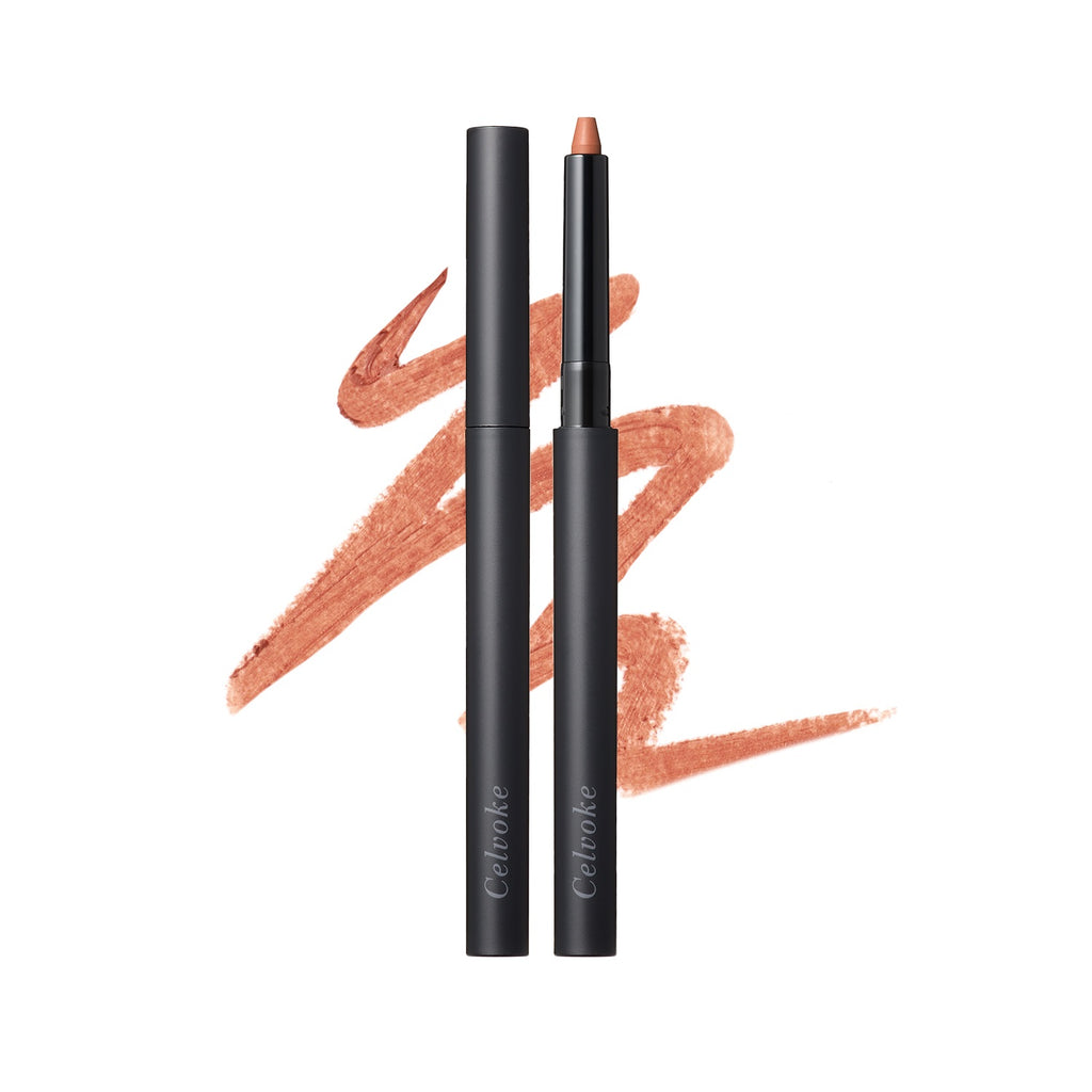 Celvoke Lip Pencil showcasing precise application and long-lasting color for elegant makeup looks.