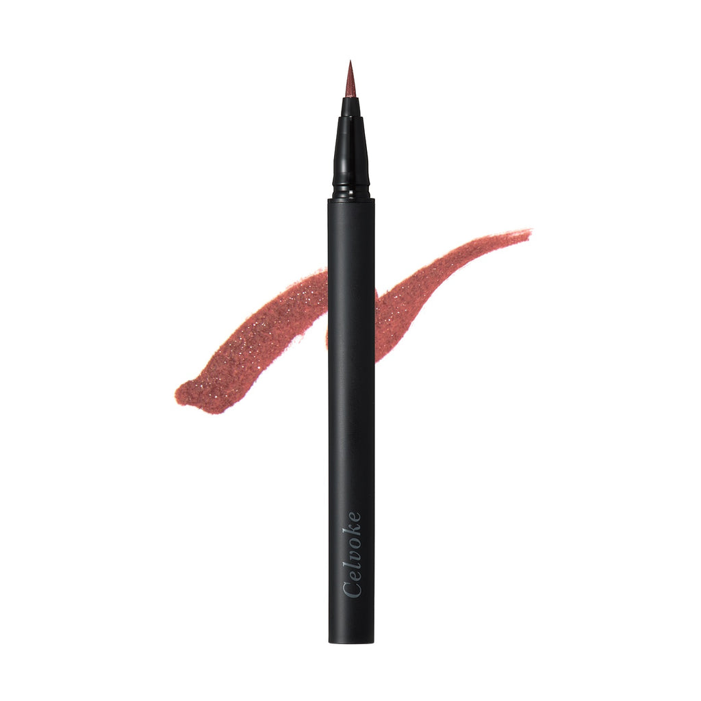 Celvoke eyeliner creating precise lines for elegant eye makeup, featuring long-lasting formula and smooth application.