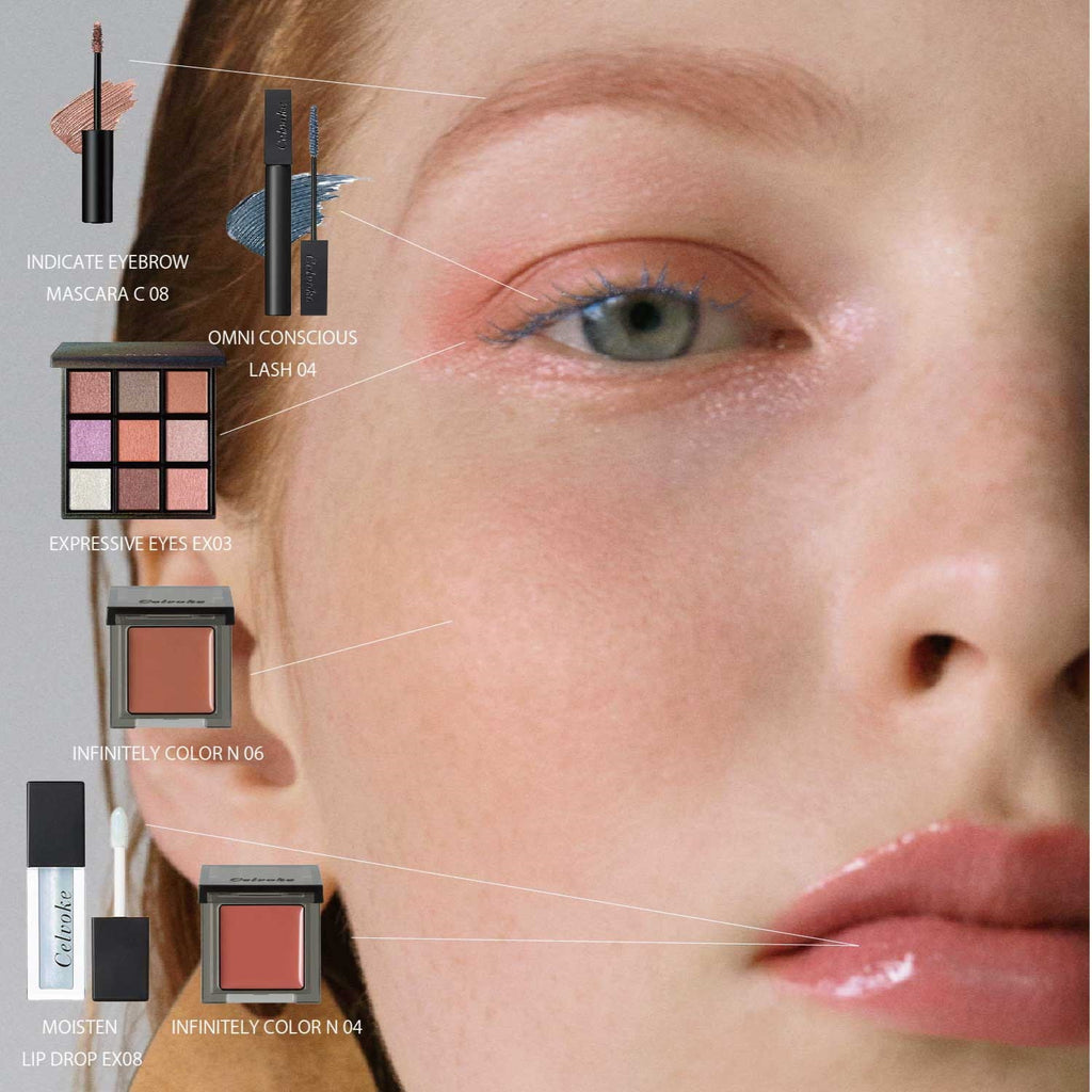 Celvoke mascara enhances natural lashes with volume and definition, perfect for elegant eye makeup looks.