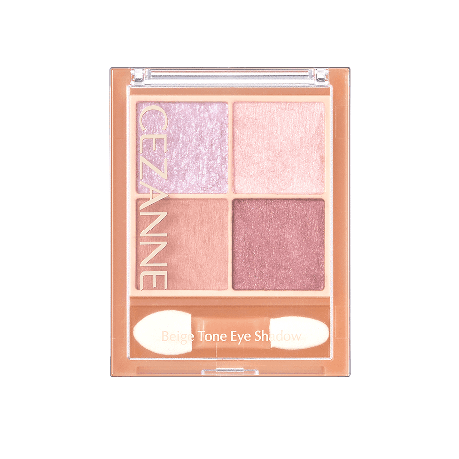 Cezanne Beige Tone Eye Shadow palette with four harmonious shades in glitter, pearl, and matte finishes for a natural and elegant eye look.
