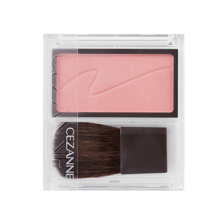 Cezanne Cheek Blush 2.2g in a nude shade with a compact design, including a soft brush for seamless application.