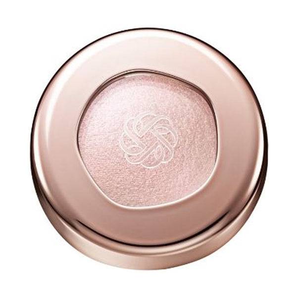 Cosme Decorté Eye Glow Gem Skin Shadow in a light pink shade with a subtle shimmer, housed in a rose gold compact.