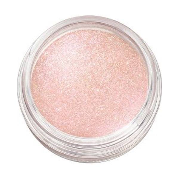 Close-up of Cosme Decorté Eye Glow Gem Skin Shadow in a sparkling pink shade, emphasizing its glittery and radiant finish.