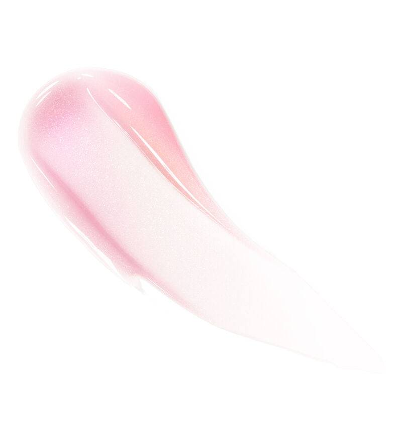 Swatch of Dior Addict Lip Maximizer in Pinkmania, showcasing its sheer pink tint with a glossy, moisturizing formula for fuller-looking lips.