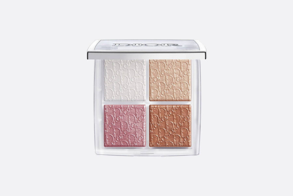 Dior Face Glow Palette featuring four radiant highlighter shades for a luminous complexion. Perfect for enhancing skin transparency and glow.