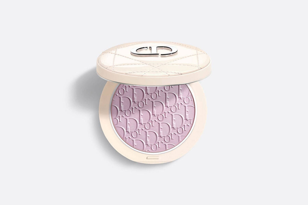 Dior Skin Forever Couture Luminizer 2025 Limited Edition in a sleek compact with embossed Dior logo, featuring a soft lavender shade.