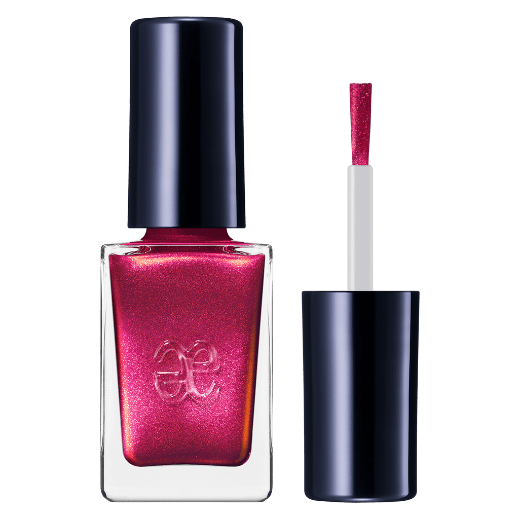 Elégance Lacquer in metallic fuchsia, quick-drying and perfect for creating bold nail art with a shimmering finish.