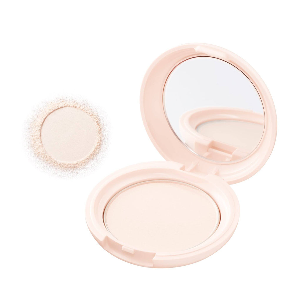 Open Ettusais Skin Care Powder compact with mirror and powder texture. Lightweight, alcohol-free formula for smooth, shine-free skin.