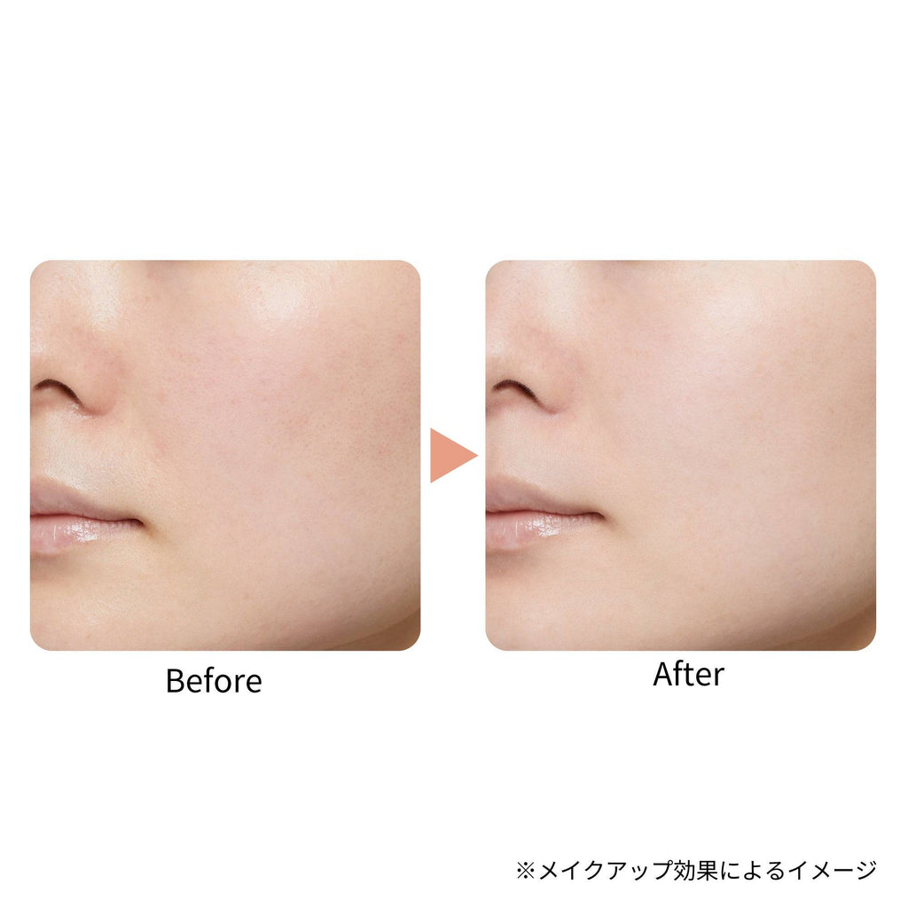 Before and after comparison of Ettusais Skin Care Powder. Blurs pores, reduces shine, and enhances skin smoothness for a flawless finish.