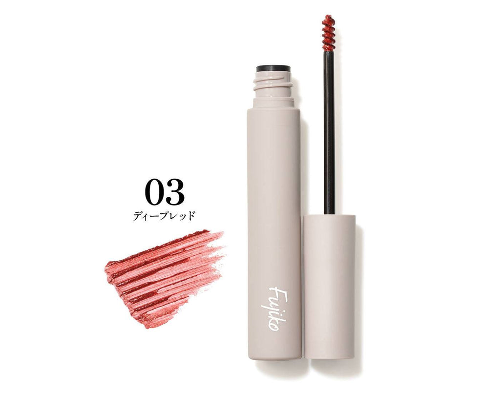 Fujiko Mascara in Deep Red shade for bold, striking lashes. Long-lasting curl, sweat-resistant, and infused with lash-care ingredients.