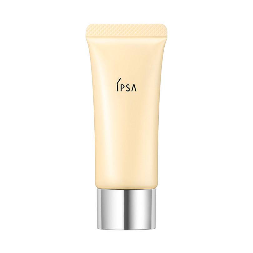 Ipsa Control Base e 20g in light yellow tube with silver cap, offering SPF25 PA++ protection and moisturizing benefits for glowing skin.