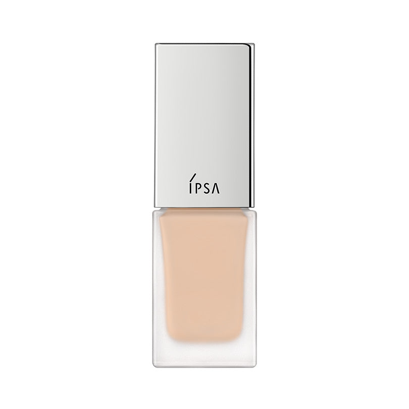 Ipsa Liquid Foundation e 25ml in a sleek glass bottle with a silver cap, offering a smooth and flawless finish for face makeup.