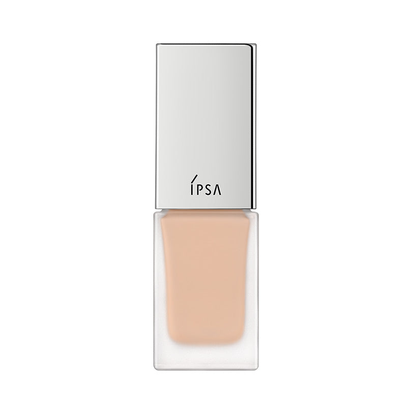 Ipsa Liquid Foundation e 25ml in a stylish glass bottle with a metallic cap, perfect for achieving a smooth and even skin tone.