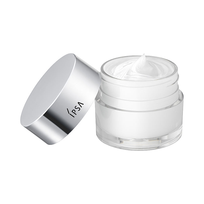 Ipsa Barrier Serum 50g with the lid open, showcasing the smooth, creamy texture. Ideal for hydration and skin protection.