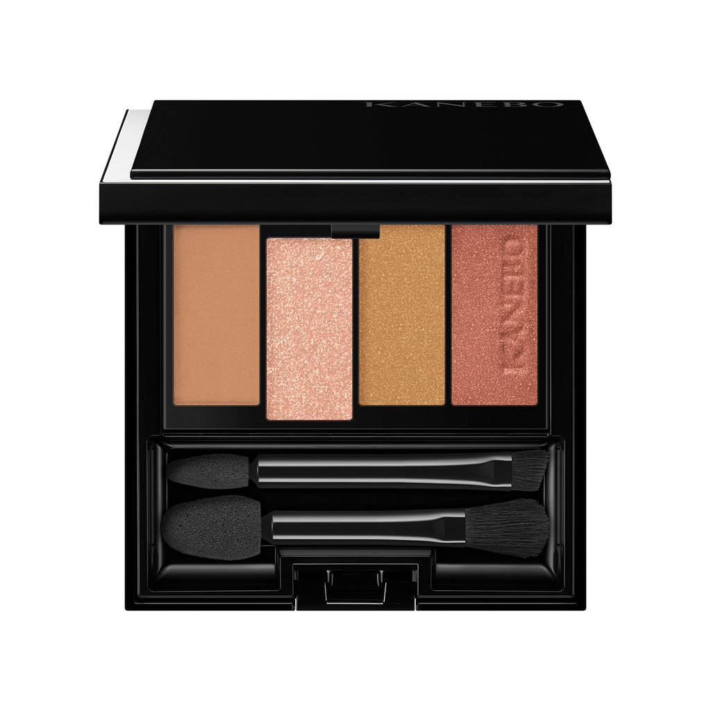 Kanebo Colored Shadow Cezanne Tokyo Beauty Box with peach, champagne, and golden hues, designed for a natural and luminous finish.