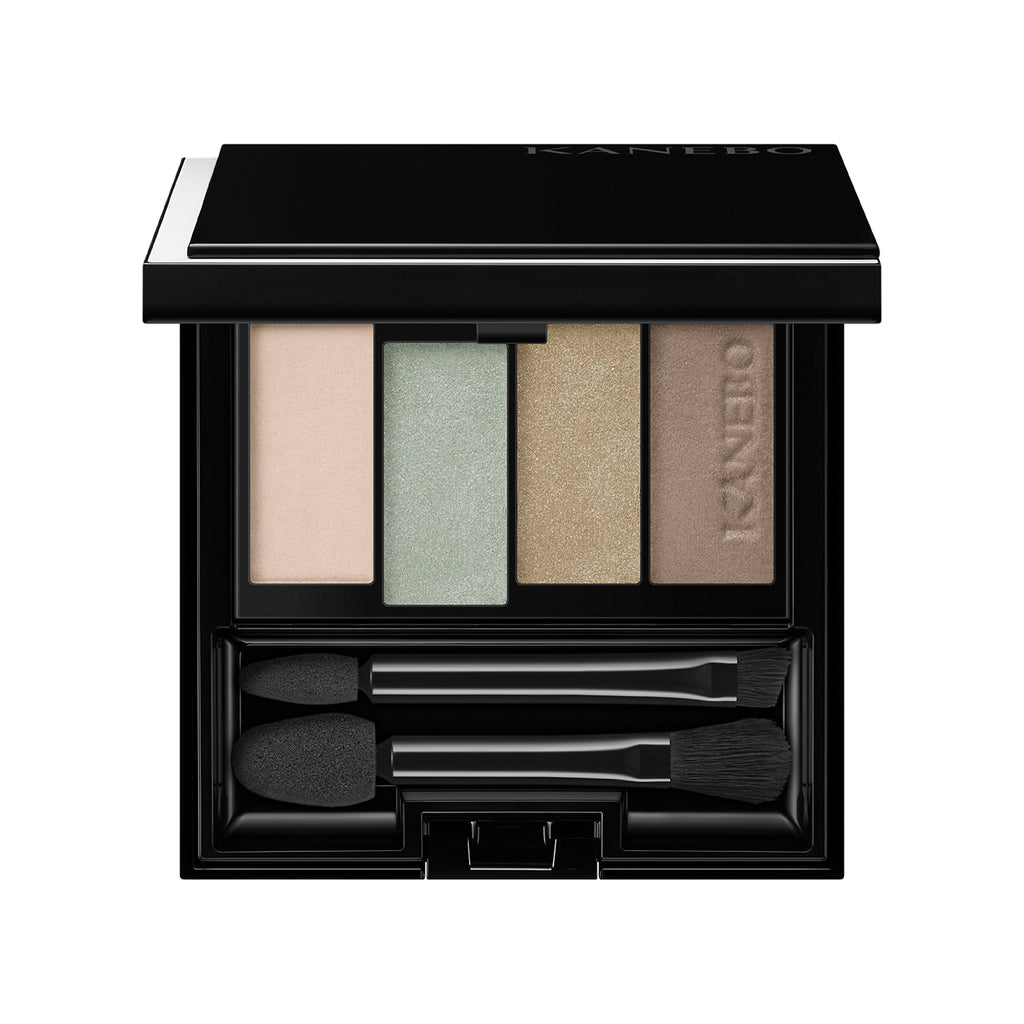 Kanebo Colored Shadow Cezanne Tokyo Beauty Box featuring beige, mint green, and gold shades for a fresh and versatile eye makeup look.