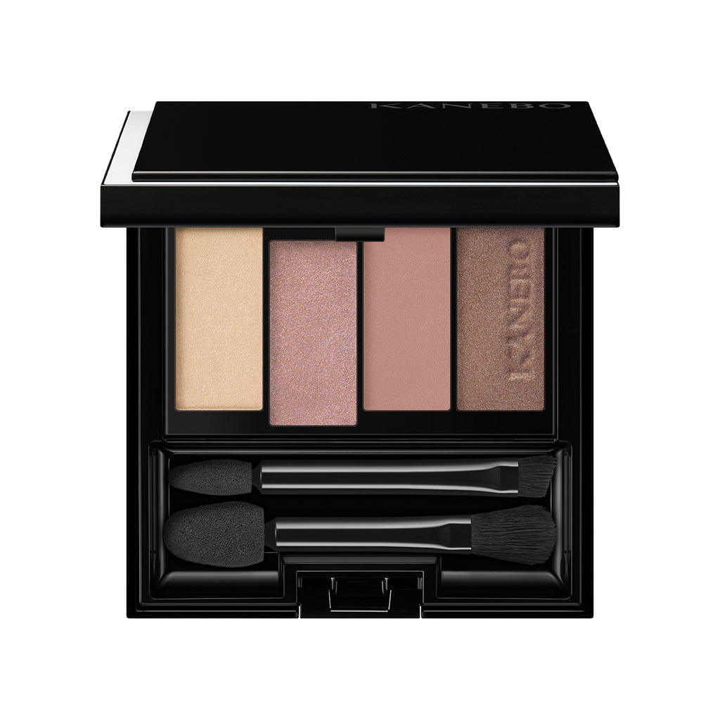 Kanebo Colored Shadow Cezanne Tokyo Beauty Box with beige, taupe, and brown tones, ideal for neutral and everyday eye makeup.