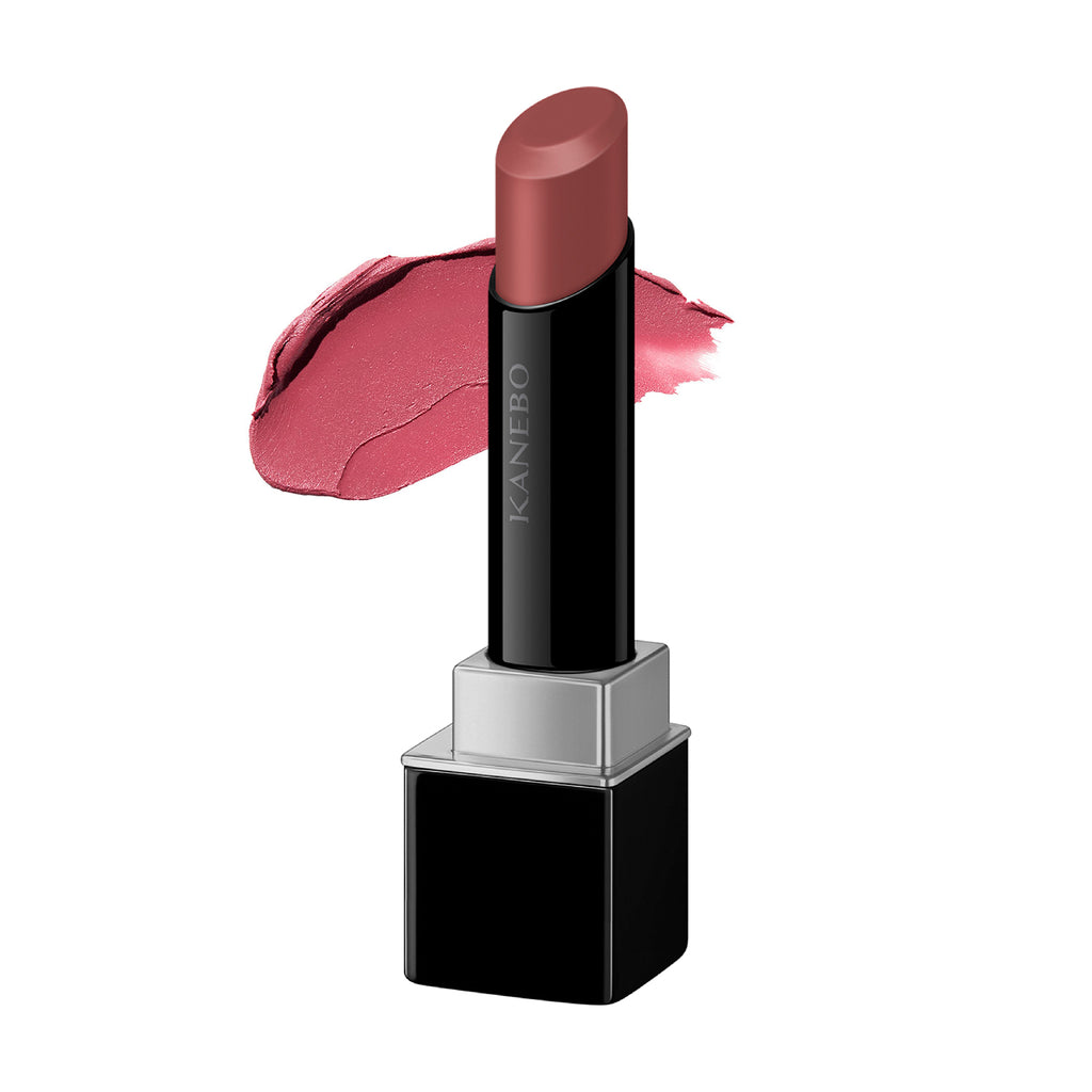 Kanebo Rouge Star Breath lipstick in a muted rose shade with a smooth texture, displayed with a coordinating swatch. Ideal for subtle elegance.