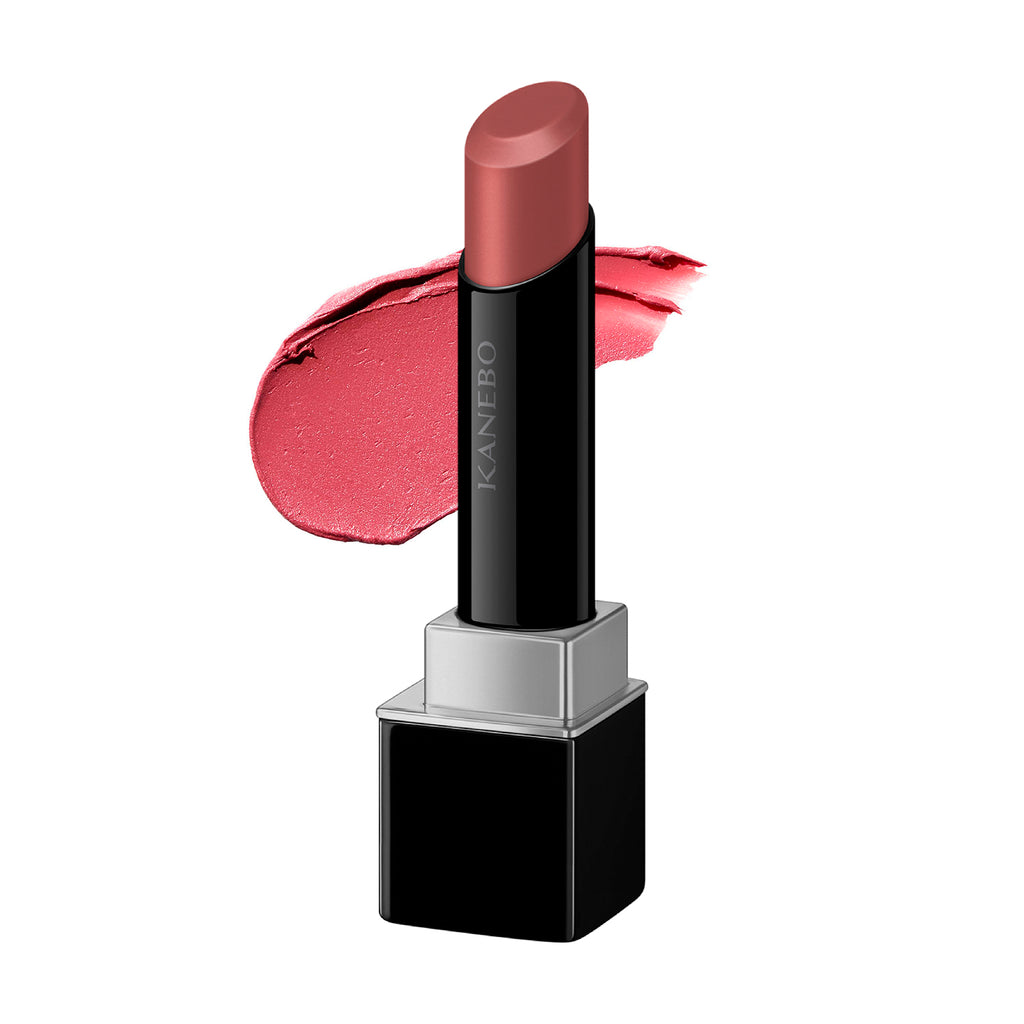 Kanebo Rouge Star Breath lipstick in a vibrant coral shade with a smooth texture, paired with a coordinating swatch. Ideal for a fresh, lively look.