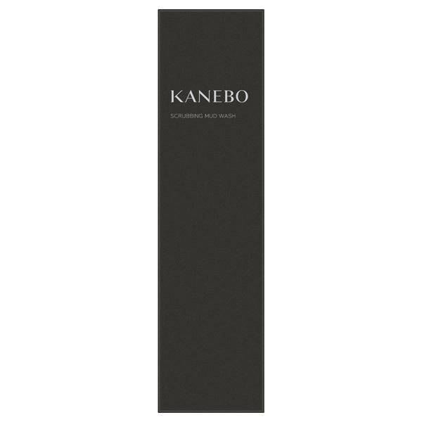 Kanebo Scrubbing Mud Wash packaging box in dark green with minimalistic branding and product name displayed vertically.