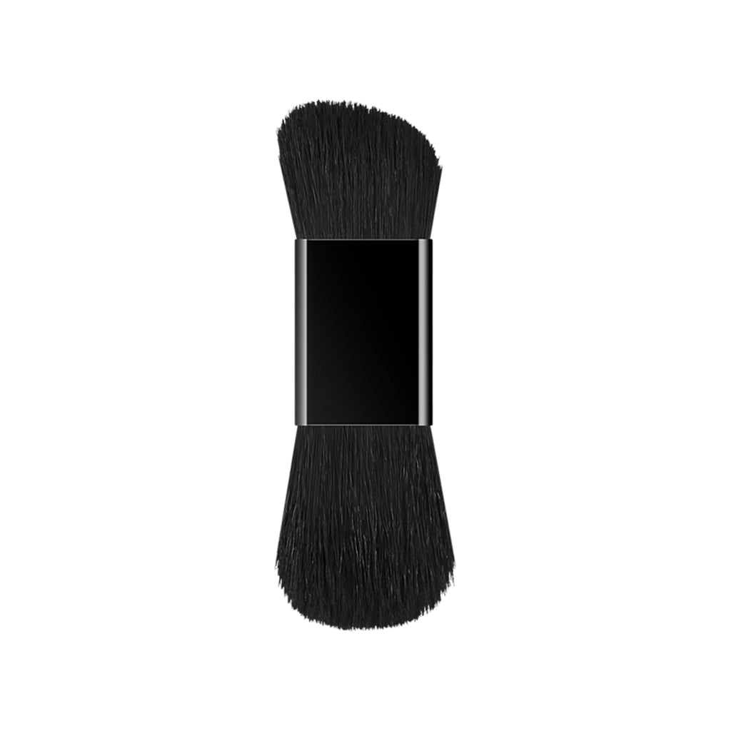 Kanebo double-ended makeup brush with soft black bristles, designed for precise application of eye shadow.