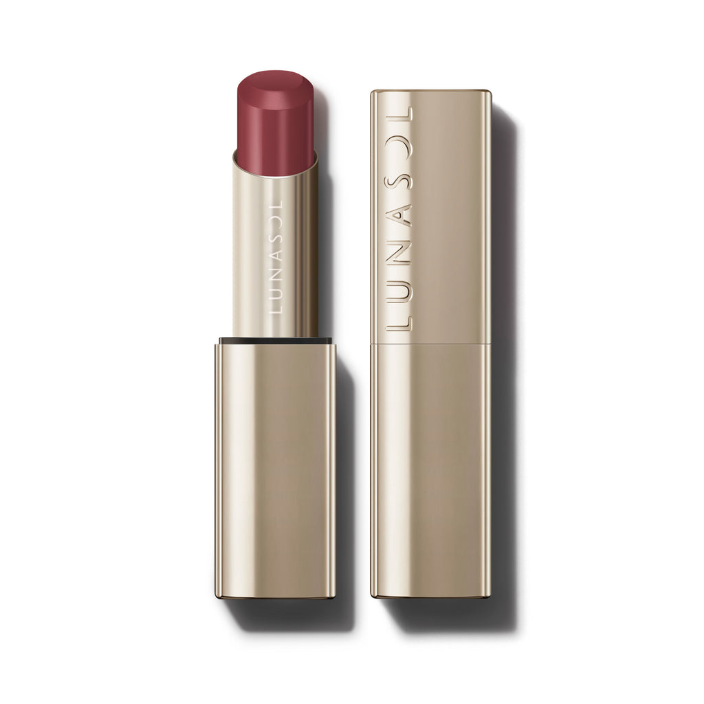 Lunasol Bare Color Balm 3.8g lipstick in a metallic tube, shade 05 Ruffler Rose, for a soft rose hue.