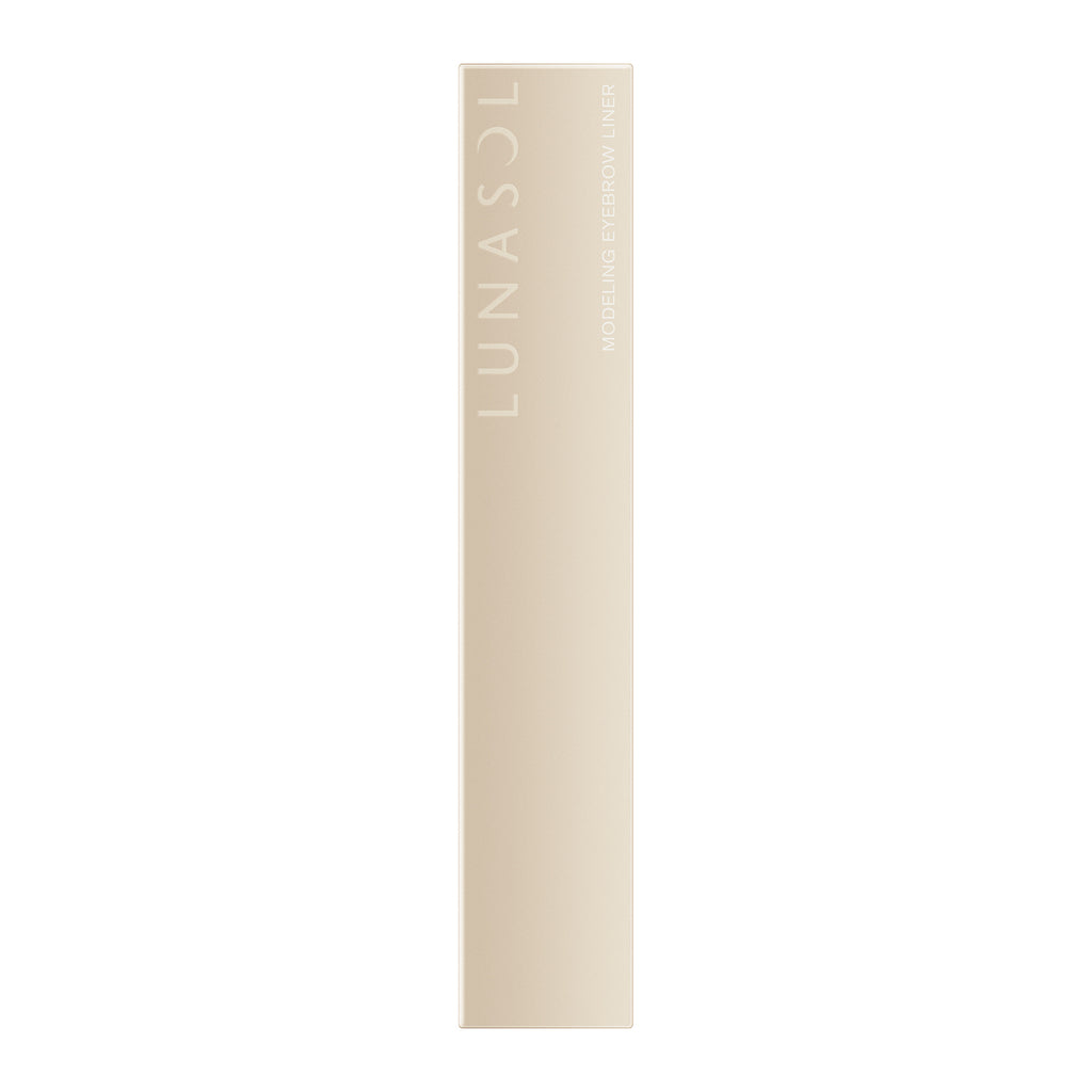 Lunasol Modeling Eyebrow Liner packaging in an elegant beige box. A premium eyebrow enhancer designed for long-lasting, natural-looking brows.