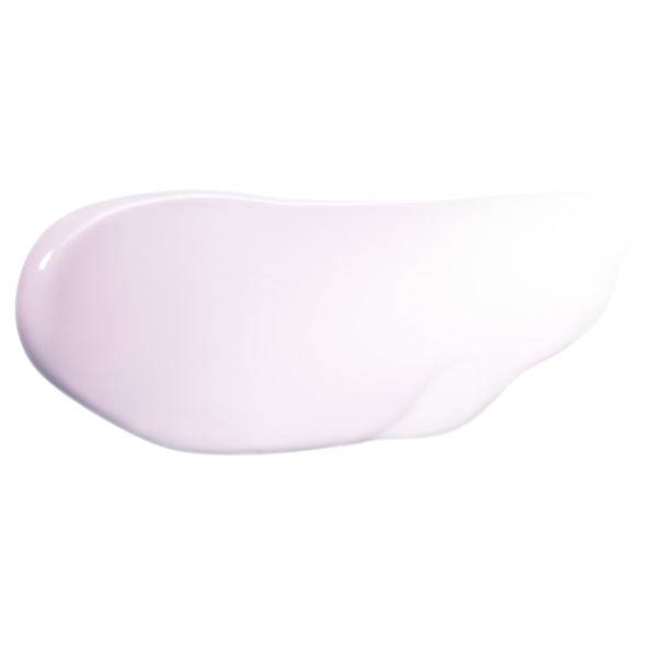 Swatch of Maquillage Dramatic Skin Sensor Base NEO Lavender, SPF50+, showing its brightening and lightweight texture for a smooth finish.