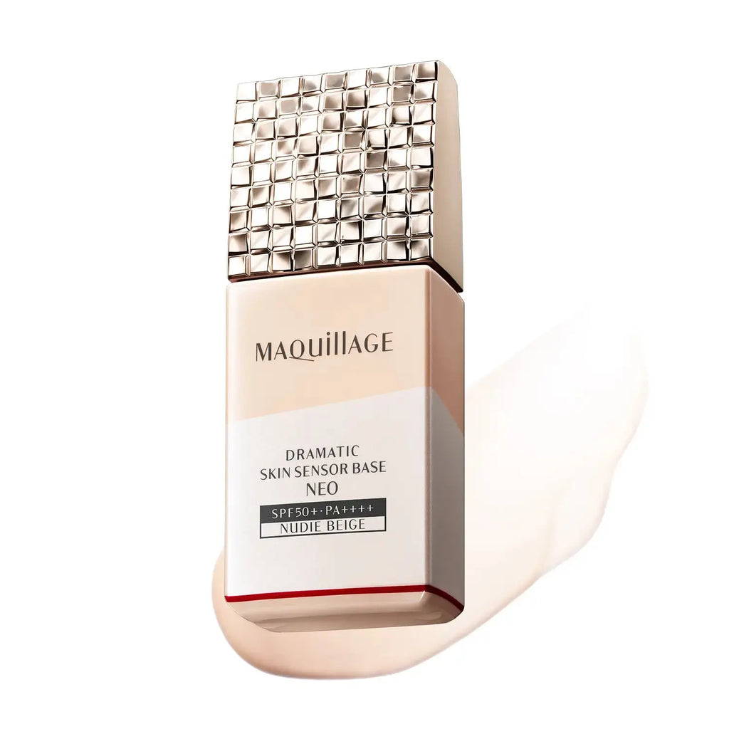 Maquillage Dramatic Skin Sensor Base NEO Nude Beige, SPF50+, 25ml, offering a natural tone with hydrating and shine-free properties for a smooth base.