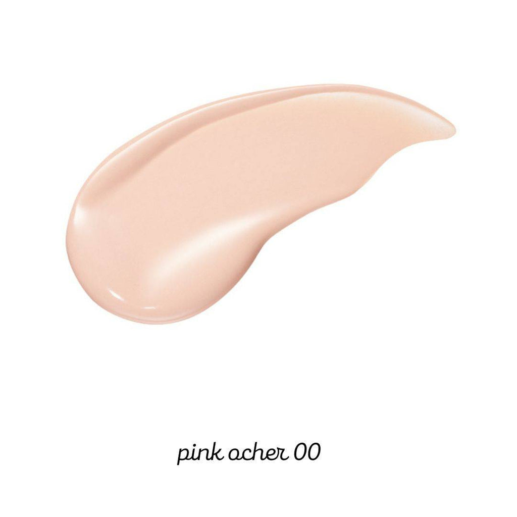 Swatch of Maquillage Essence Liquid EX foundation in shade Pink Ocher 00. A poreless serum foundation for a bright, radiant complexion.