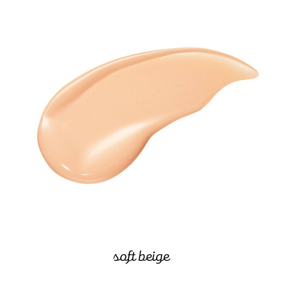 Swatch of Maquillage Essence Liquid EX foundation in shade Soft Beige. A lightweight, hydrating foundation for a smooth, even skin tone.