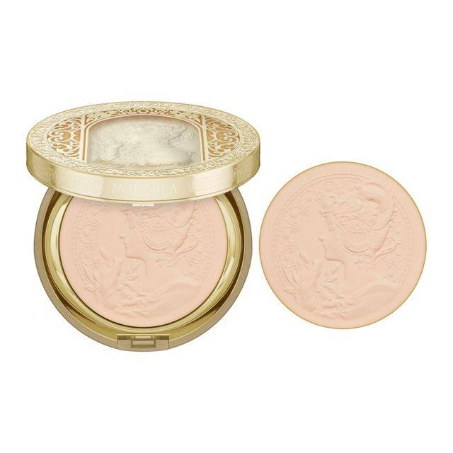 Milano Collection Face Up Powder 2025 compact with embossed design and a close-up of the soft pink powder refill.