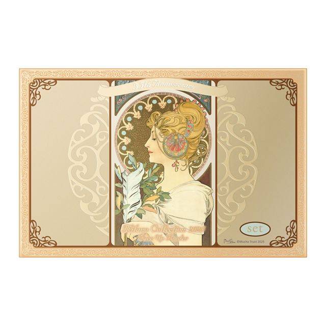 Milano Collection Face Up Powder 2025 packaging featuring Art Nouveau-inspired artwork and a gold-accented design.