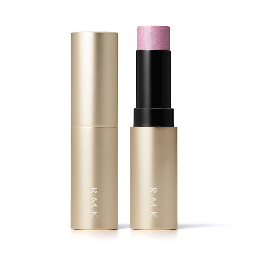 RMK Radiant Color Stick 6.4g in shade 04 Whisper of Wisteria with gold casing, offering a soft lilac hue for face makeup.