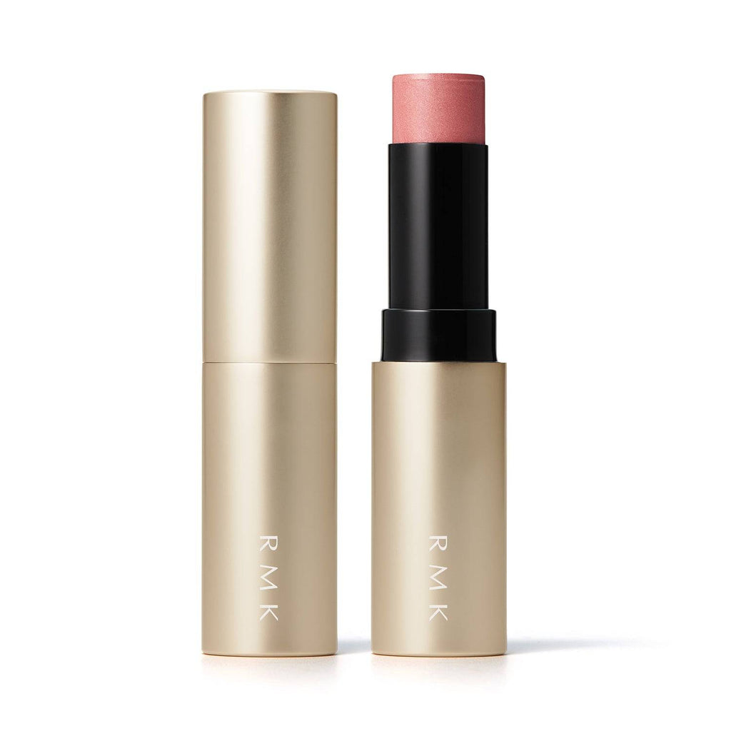 RMK Radiant Color Stick 6.4g in shade 05 Magnolia Mist with gold casing, providing a modern pink tone for blush and highlight.