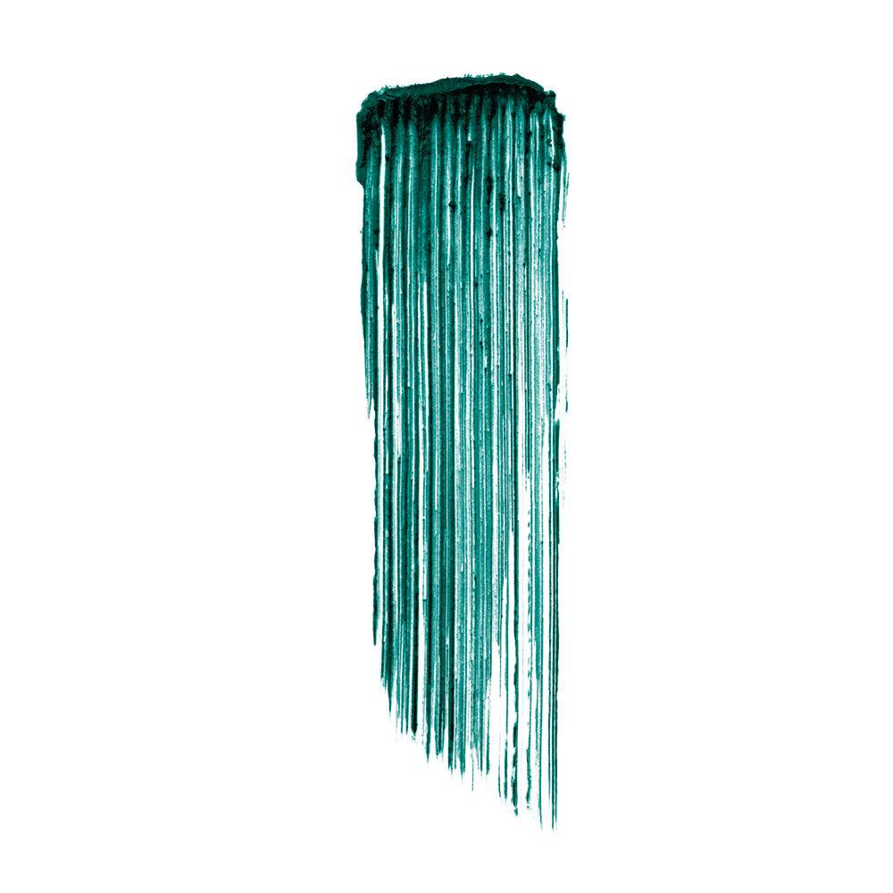 Green swatch of Shiseido Control Chaos Mascara Ink displaying its vivid, pigmented formula for striking lash enhancement.