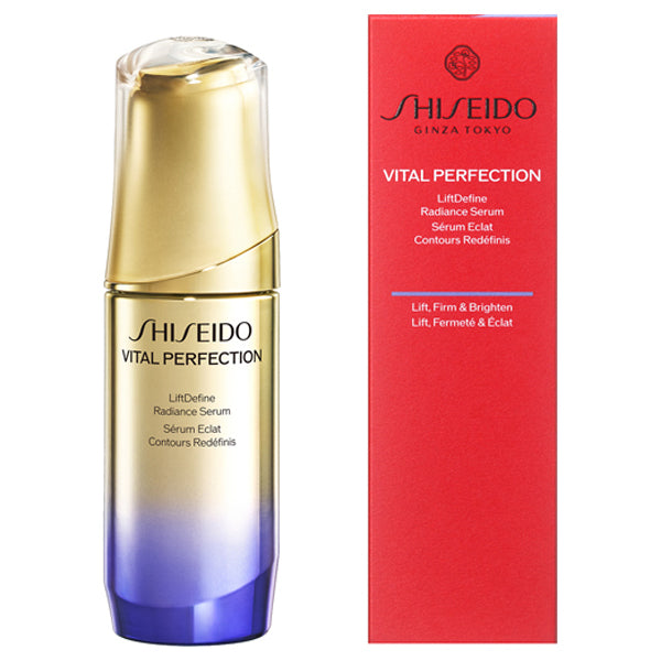 Shiseido LiftDefine Radiance Serum from Vital Perfection skincare line promoting youthful, radiant skin