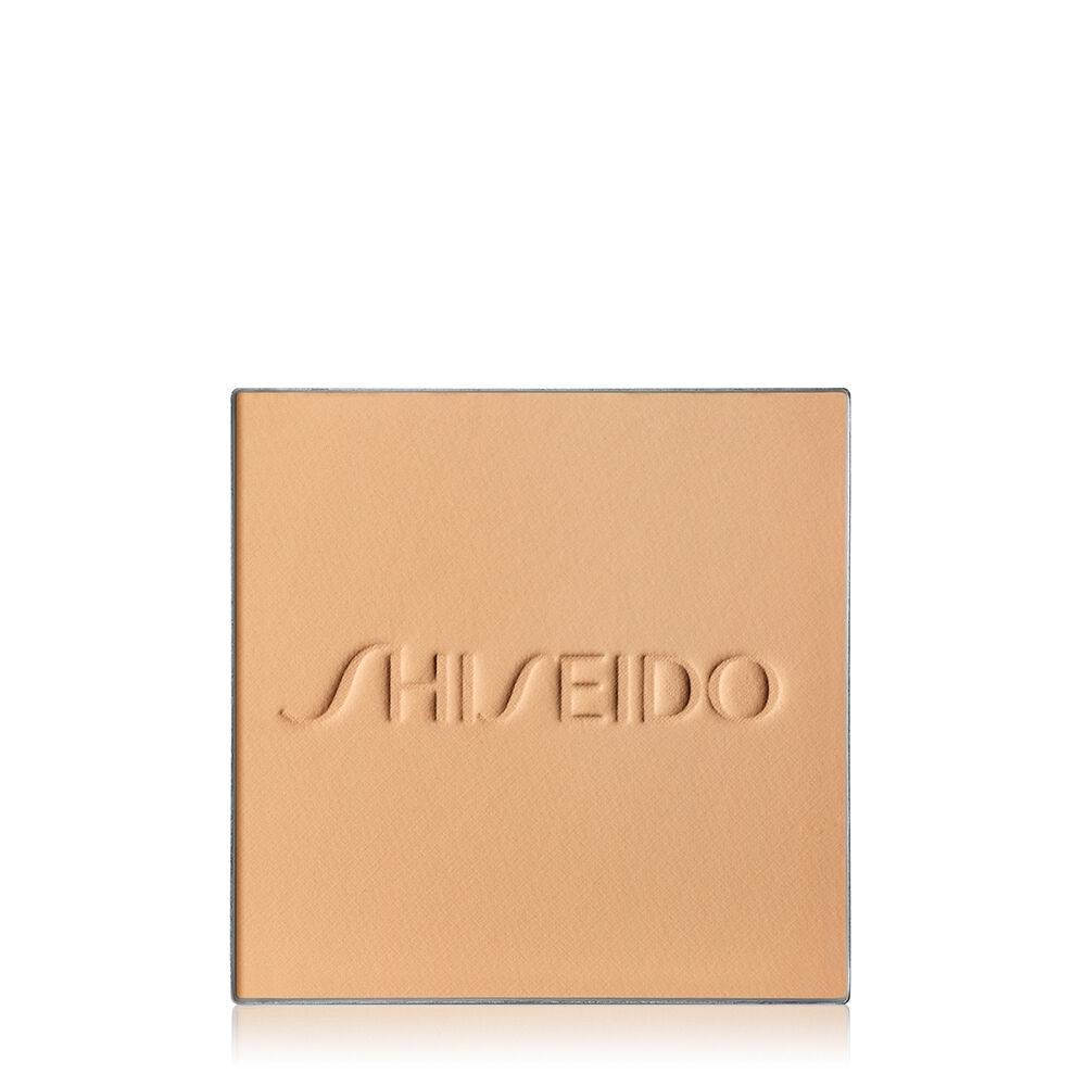 Shiseido Synchro Skin Self-Refreshing Powder Foundation refill in a medium beige shade, featuring the Shiseido logo.