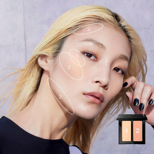 Shu Uemura 3D Cheekmate makeup product showcasing natural contouring effect