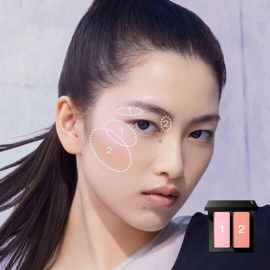 Shu Uemura 3D Cheekmate makeup product showcasing natural contouring effect