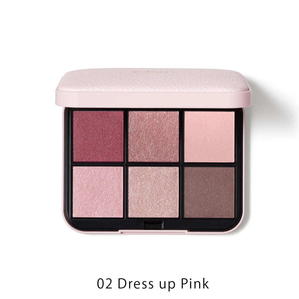 Snidel Beauty Eye Designer n＜2025 SS Collection＞ eye shadow palette in 02 Dress up Pink with six pink and mauve tones.