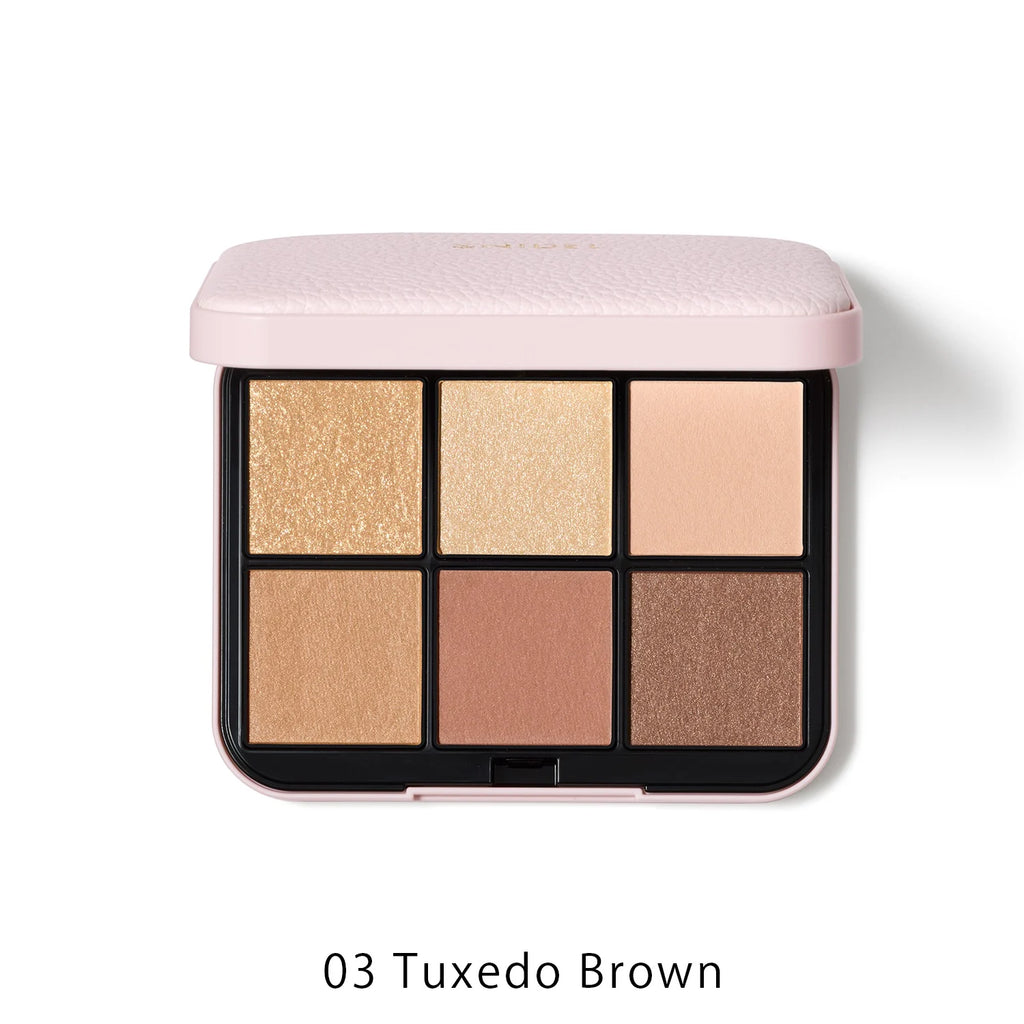 Snidel Beauty Eye Designer n＜2025 SS Collection＞ eye shadow palette in 03 Tuxedo Brown featuring six golden and brown shades.