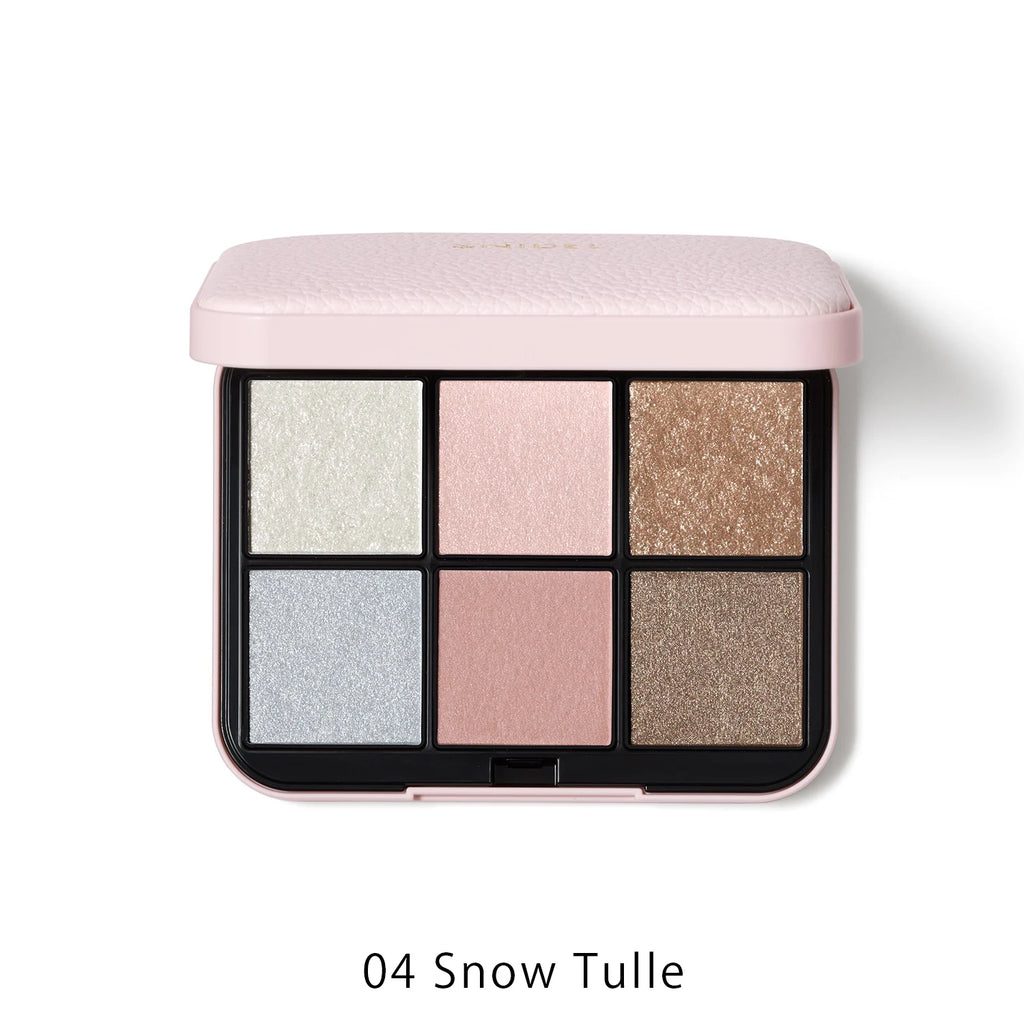 Snidel Beauty Eye Designer n＜2025 SS Collection＞ eye shadow palette in 04 Snow Tulle with six frosty and neutral shades.